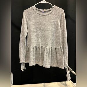 Gray Peplum Long Sleeve Top